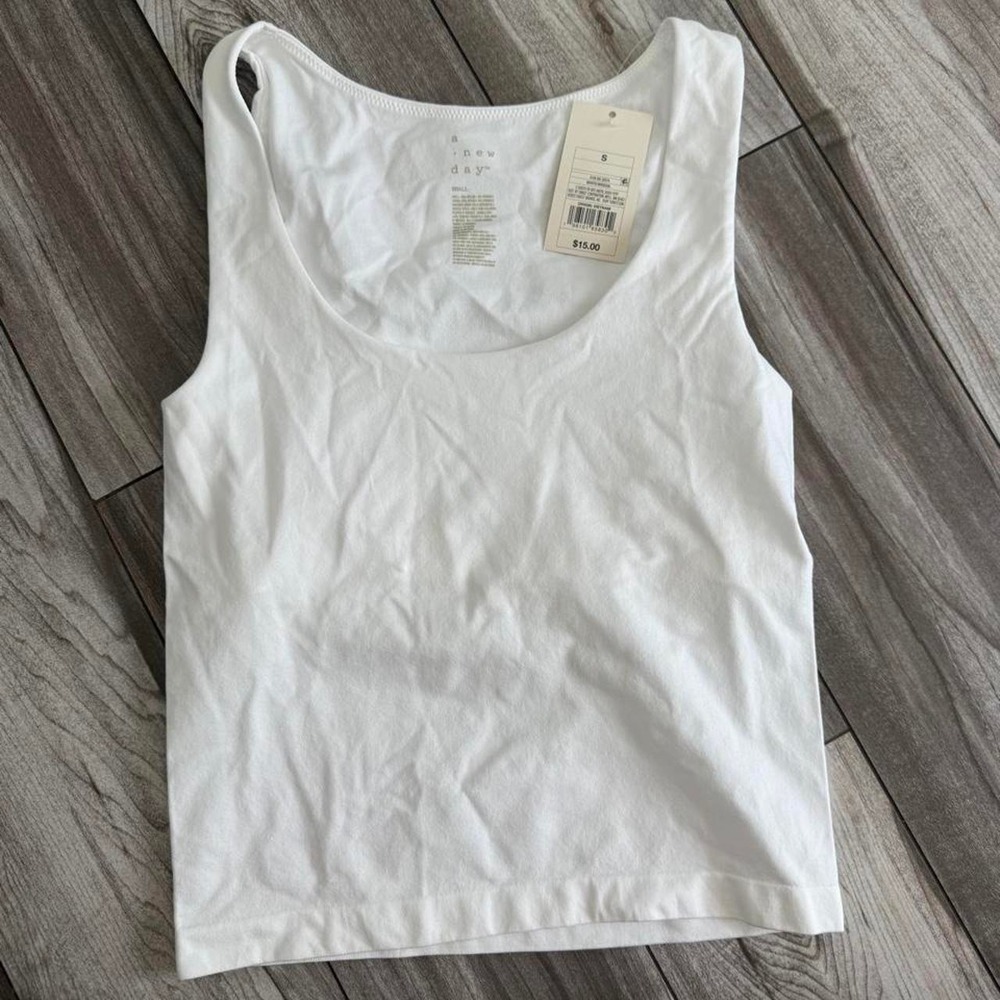 NWT A New Day fitted white cotton tank top in size S